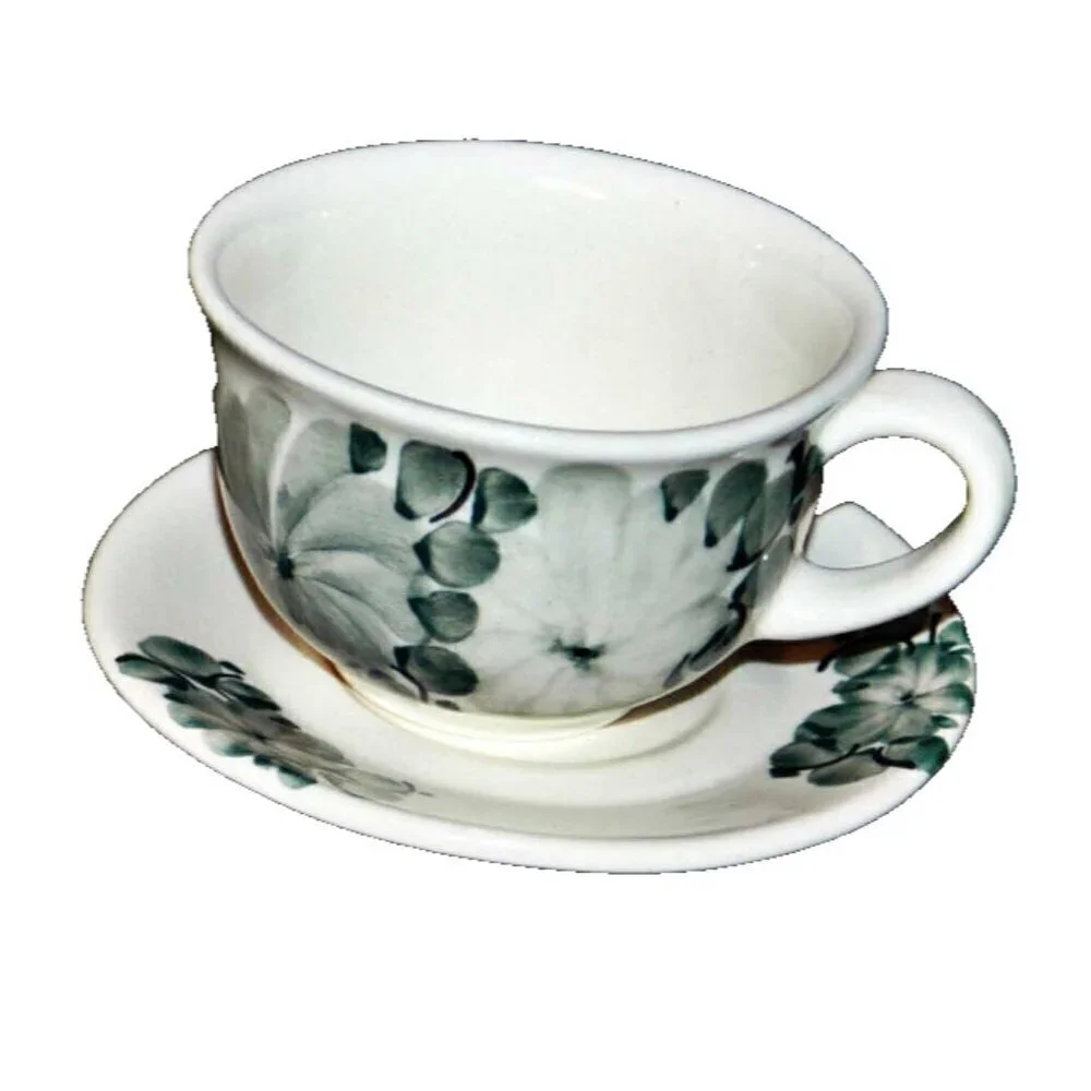 Polish Cup & Saucer Hand Painted Makers Stamp Poland Made